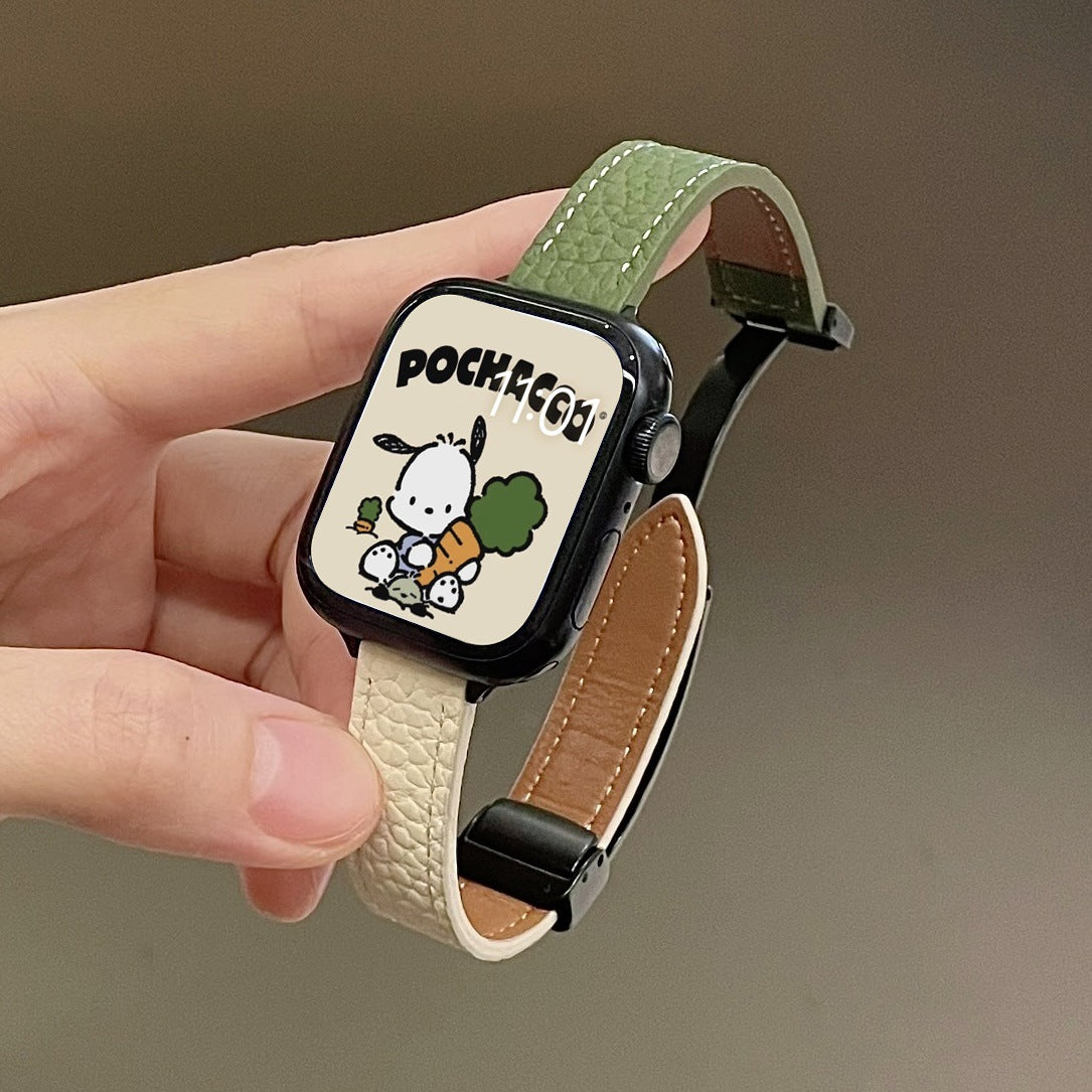 Contrast Leather Magnetic Apple Watch Strap