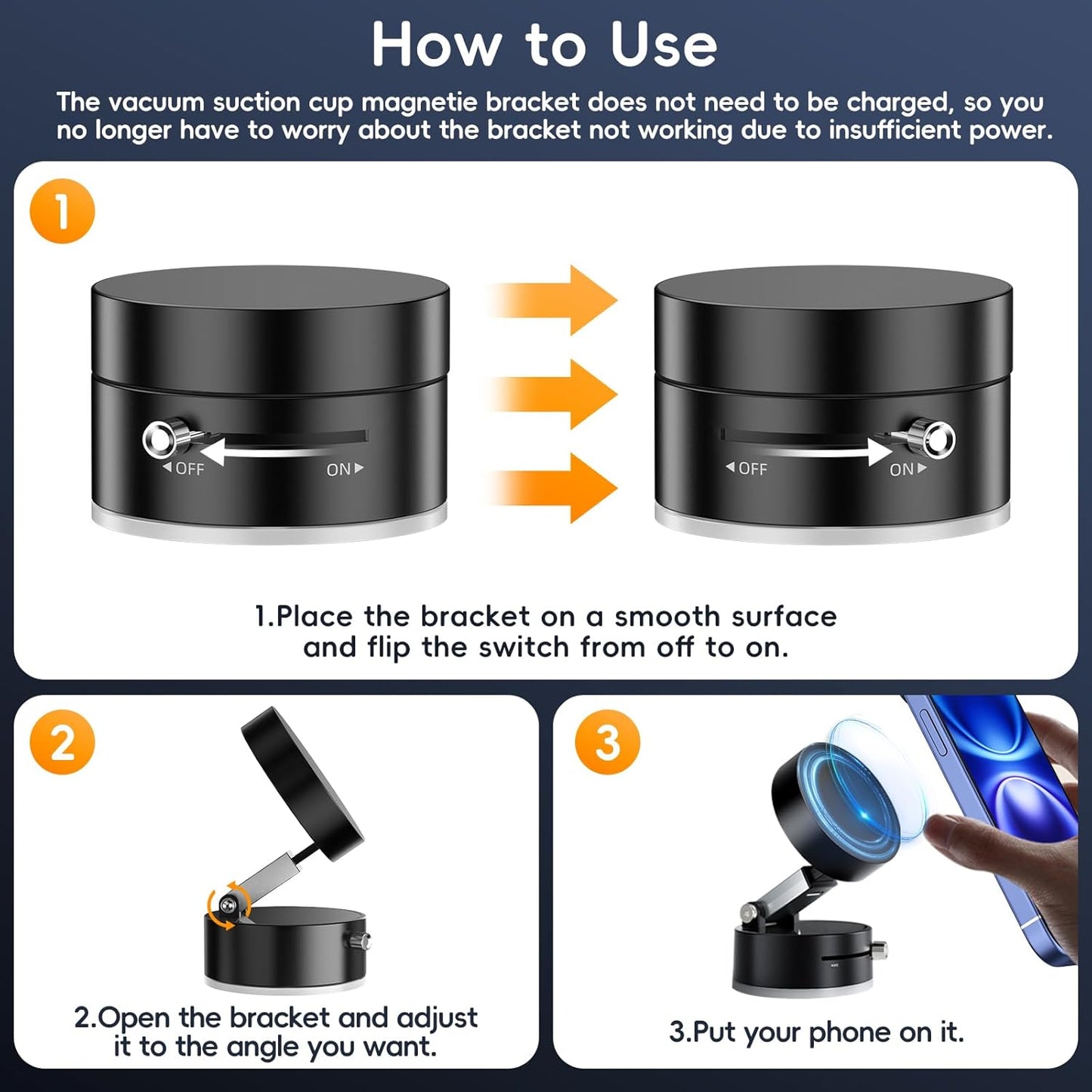 Foldable Magnetic Vacuum Phone Holder