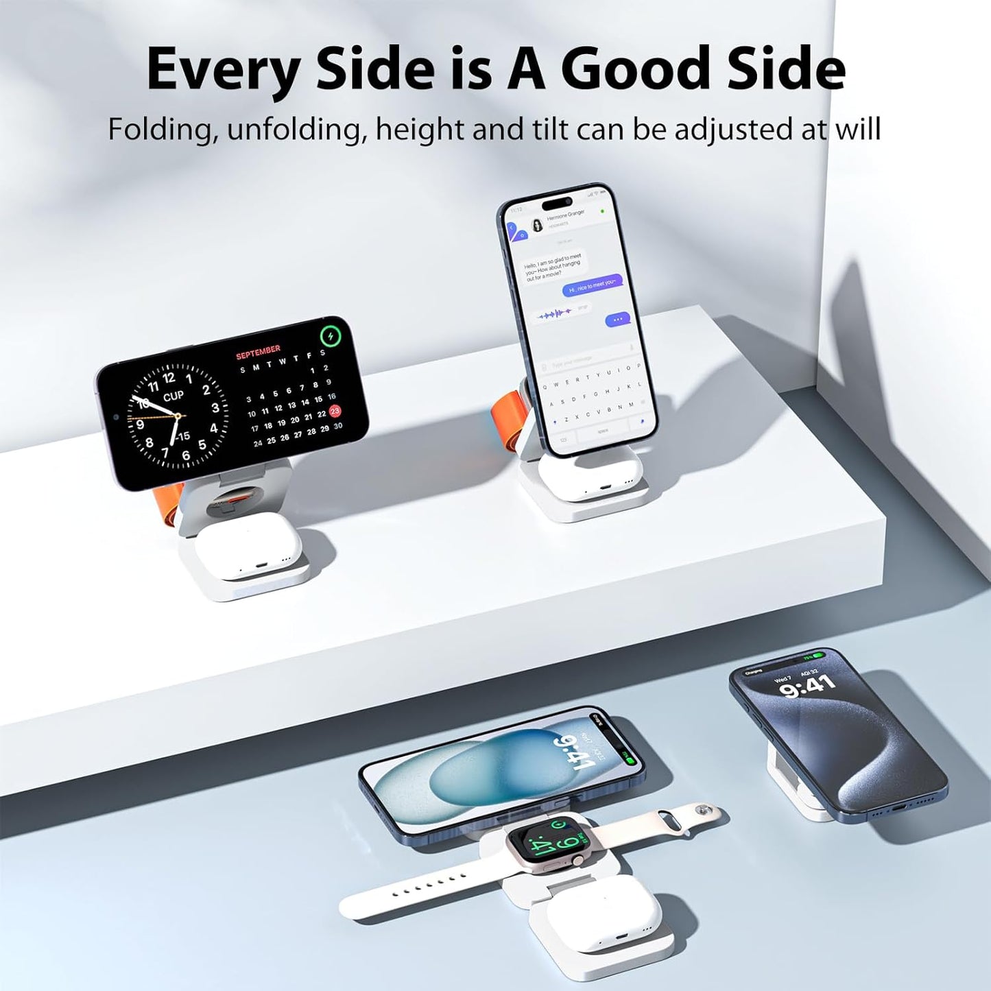 3 in 1 Foldable Magnetic Portable Wireless Charger