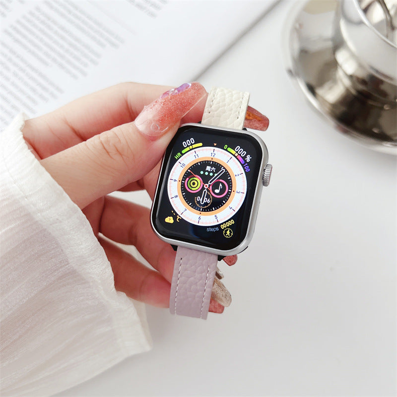 Contrast Leather Magnetic Apple Watch Strap