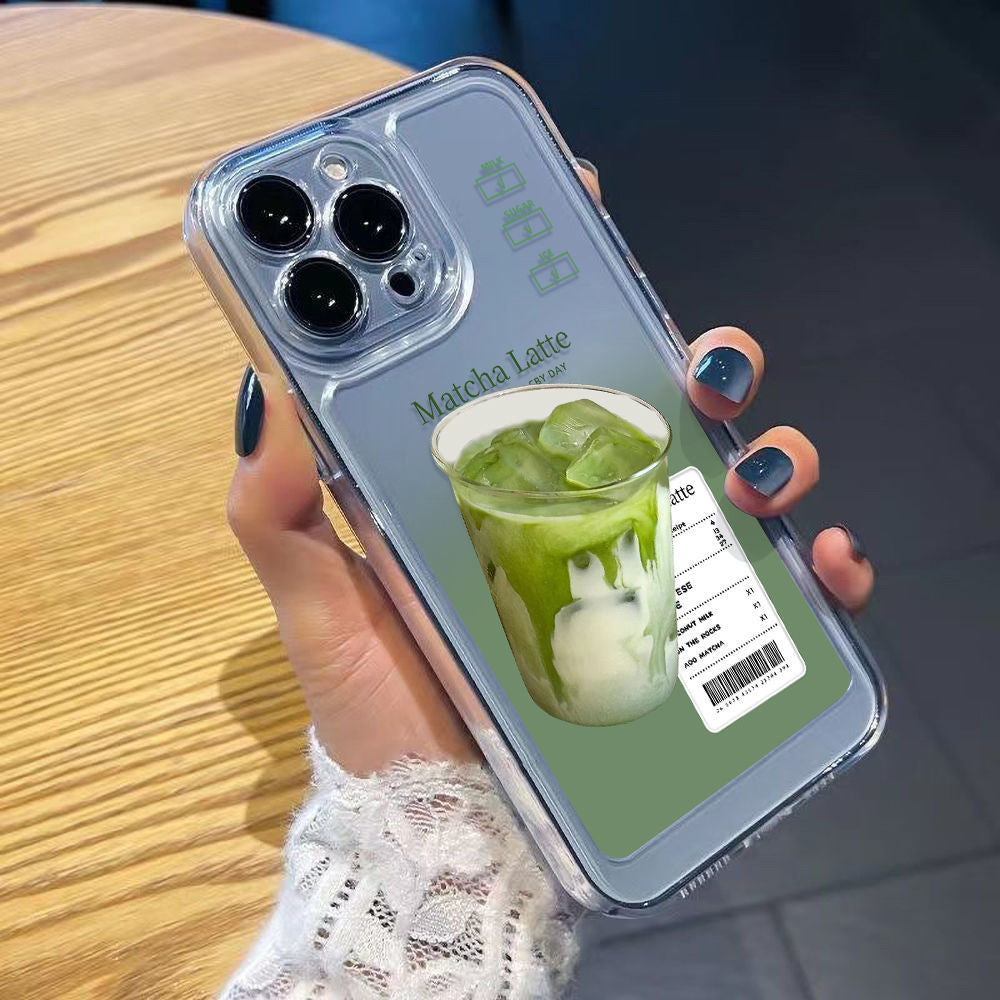 Matcha Latte Print Transparent Apple iPhone Case
