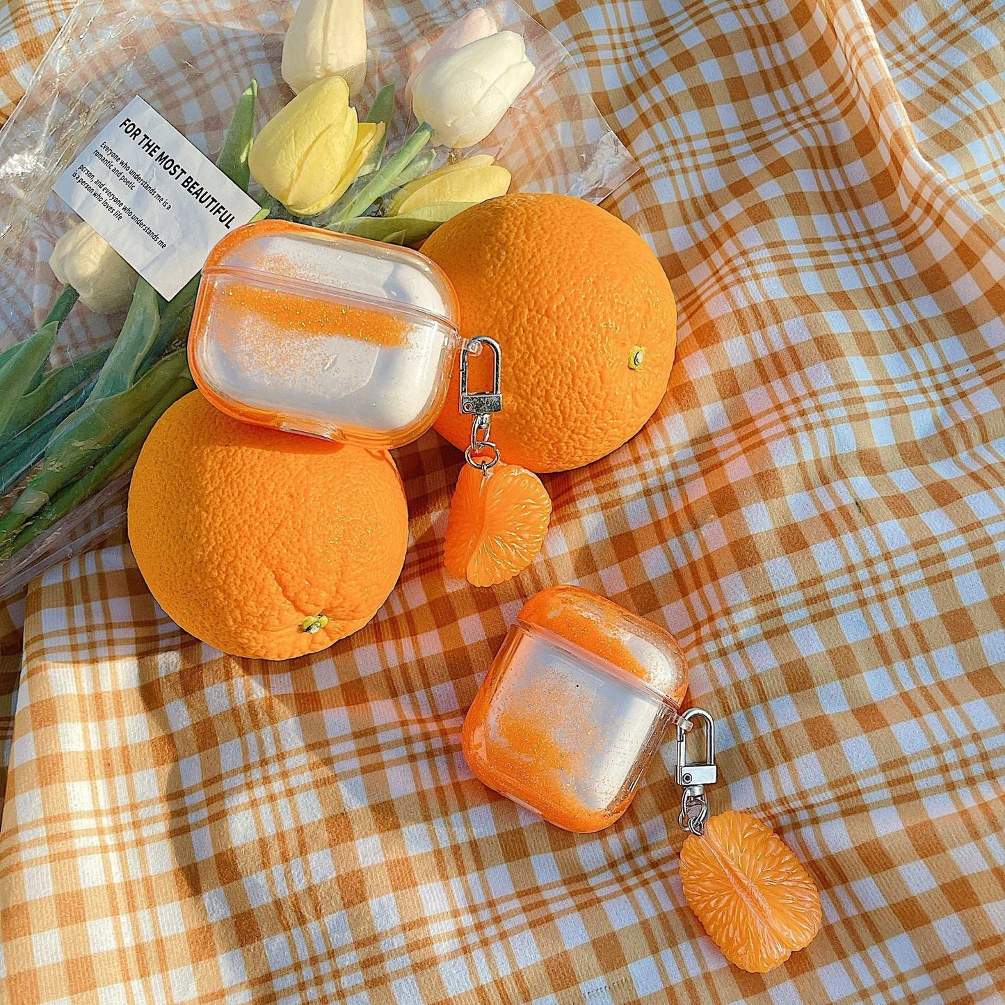 Orange Quicksand Apple AirPods Case