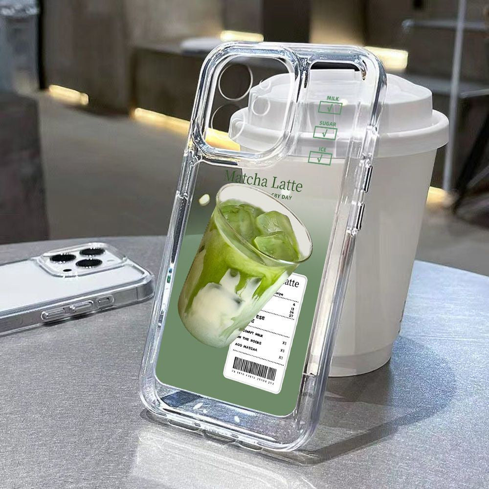 Matcha Latte Print Transparent Apple iPhone Case