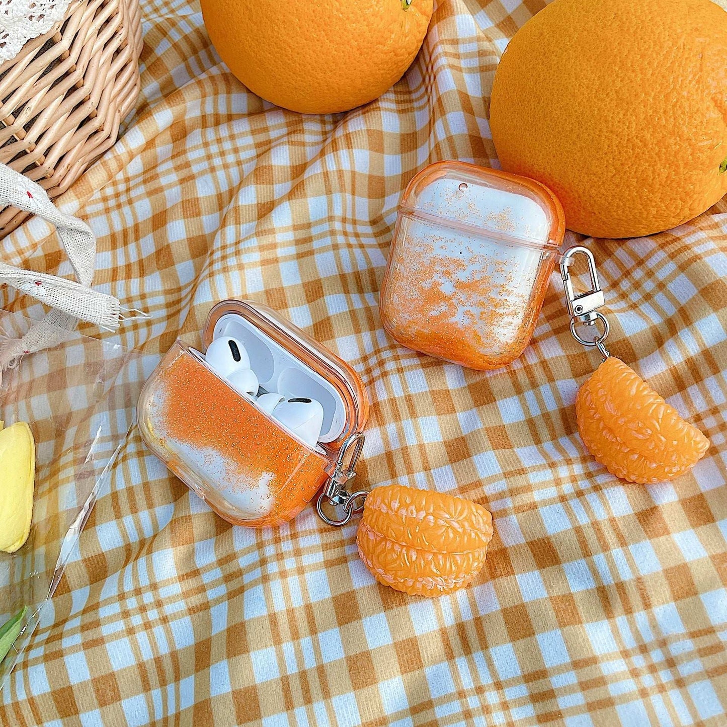 Orange Quicksand Apple AirPods Case
