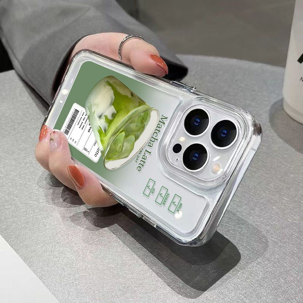 Matcha Latte Print Transparent Apple iPhone Case