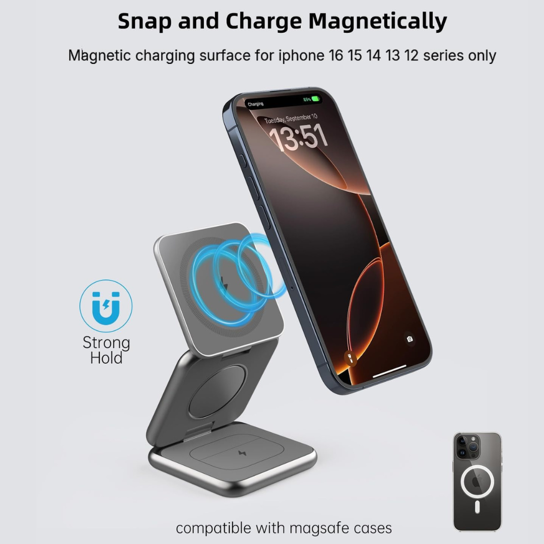 3 in 1 Foldable Magnetic Portable Wireless Charger