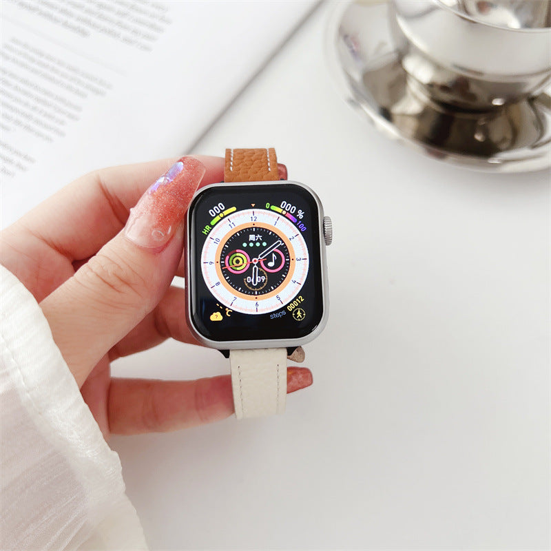 Contrast Leather Magnetic Apple Watch Strap