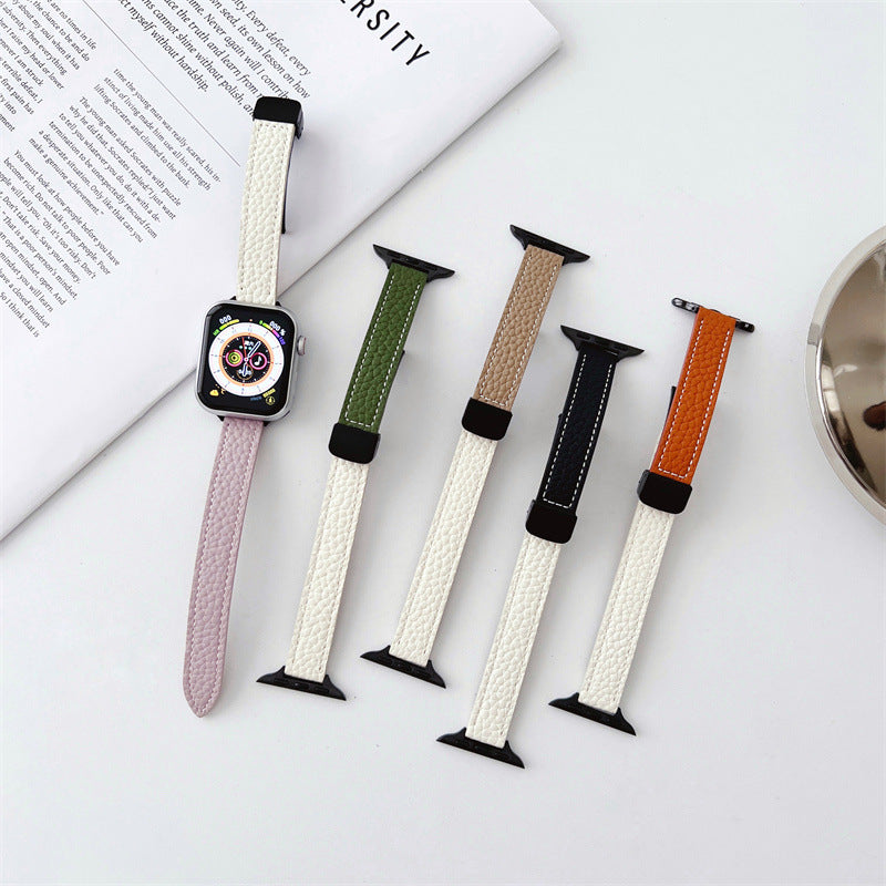 Contrast Leather Magnetic Apple Watch Strap