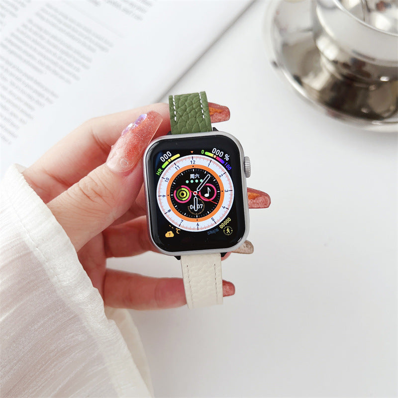 Contrast Leather Magnetic Apple Watch Strap