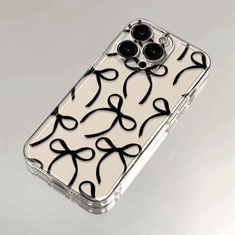 Black Ribbon Bow Light Transparent Soft Apple iPhone Case