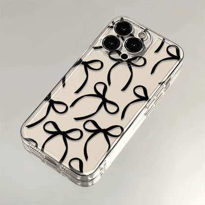 Black Ribbon Bow Light Transparent Soft Apple iPhone Case