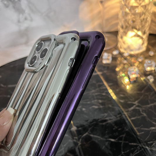3D Stripe Pattern Chrome Plating Electroplated Apple iPhone case