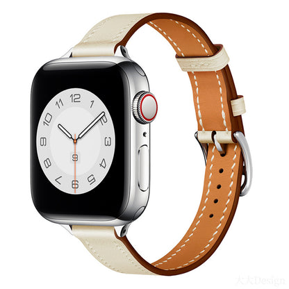 Single Ring and Slim Leather Apple Watch Strap