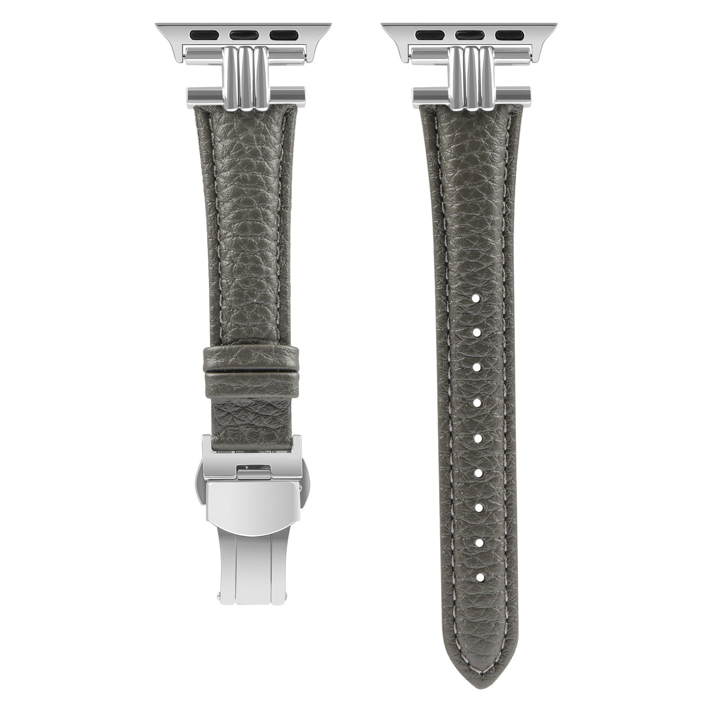 Three Vertical Head Metal Butterfly Buckle Apple Watch Strap
