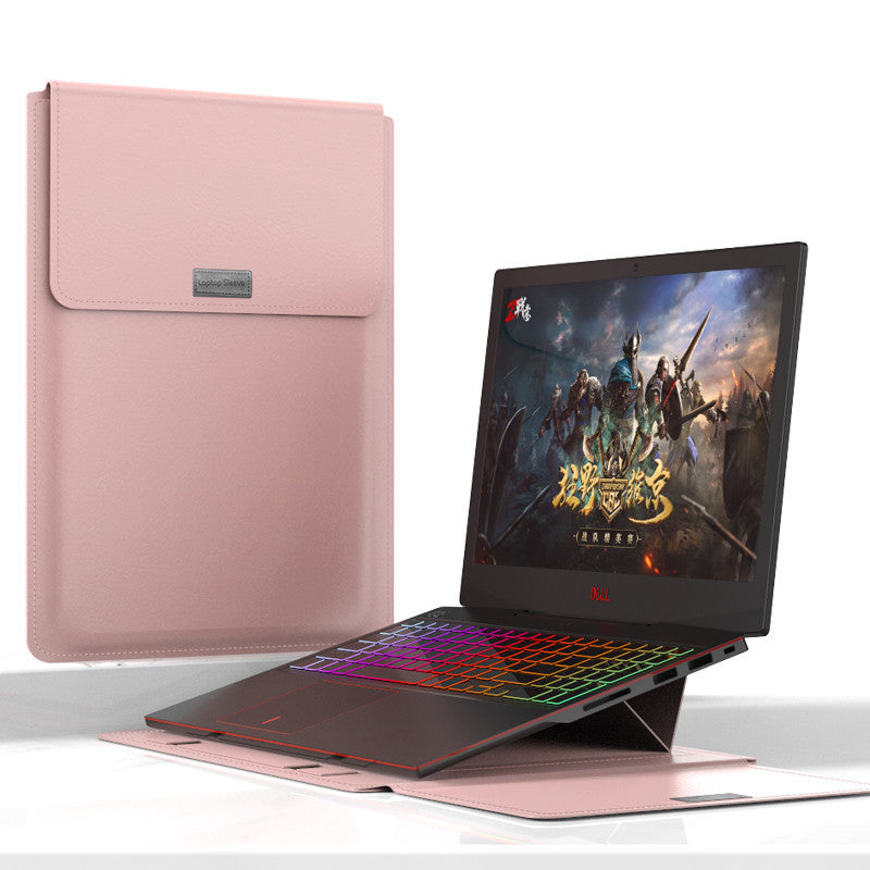 Slim Imitation Leather Laptop Cover with Built-in Stand – Mac & PC Compatible