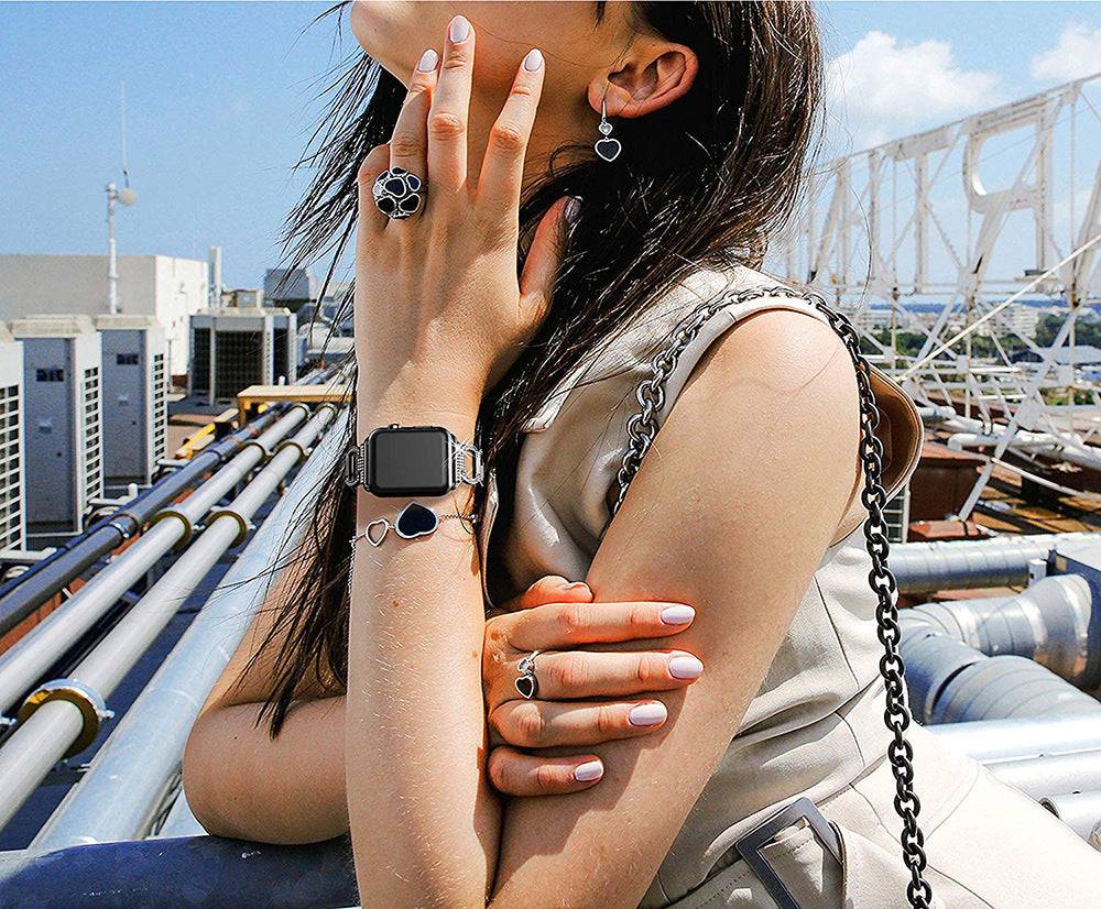 Stainless Steel With Diamond Apple Watch Strap