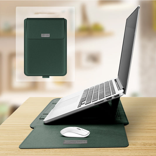 Slim Imitation Leather Laptop Cover with Built-in Stand – Mac & PC Compatible