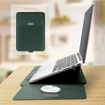 Slim Imitation Leather Laptop Cover with Built-in Stand – Mac & PC Compatible