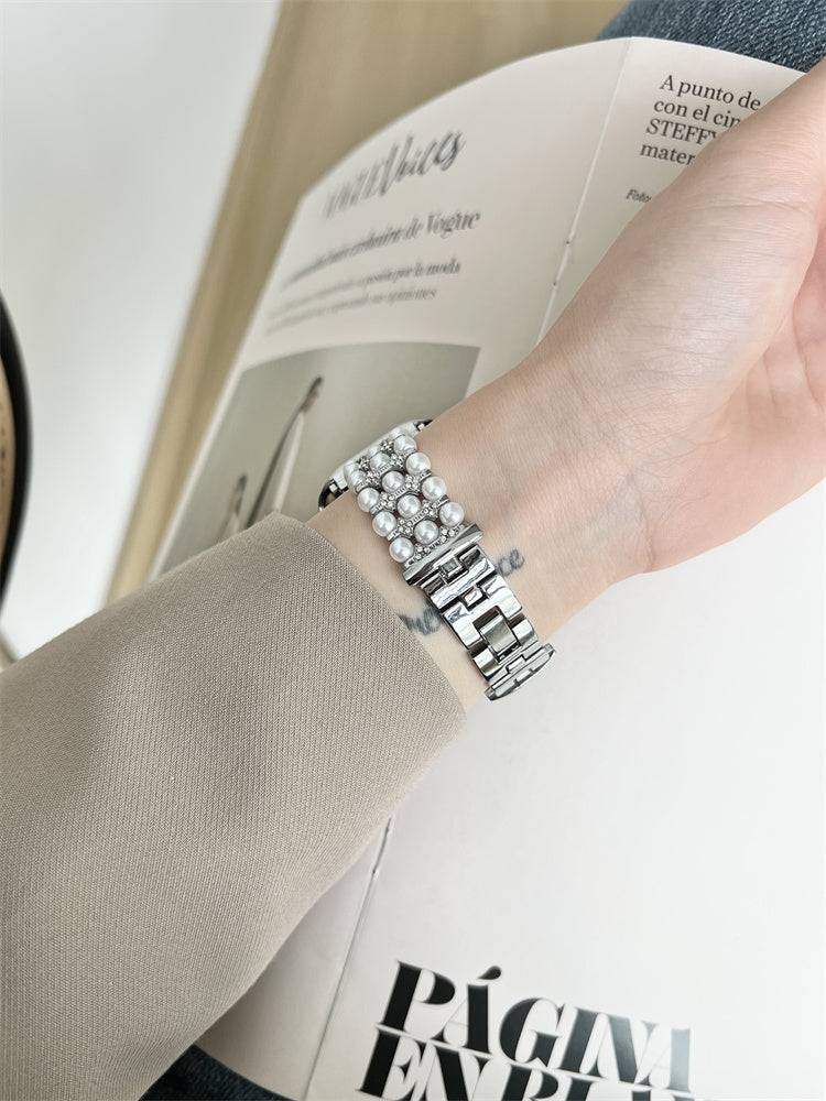Women's Premium Pearl Chain Metal Apple Watch Strap