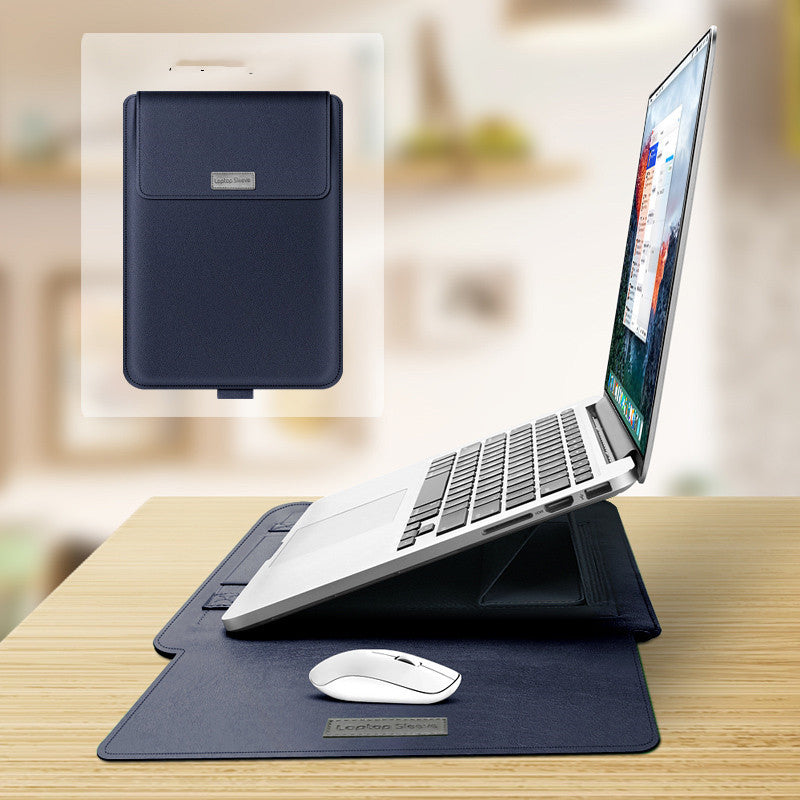 Slim Imitation Leather Laptop Cover with Built-in Stand – Mac & PC Compatible