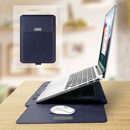 Slim Imitation Leather Laptop Cover with Built-in Stand – Mac & PC Compatible