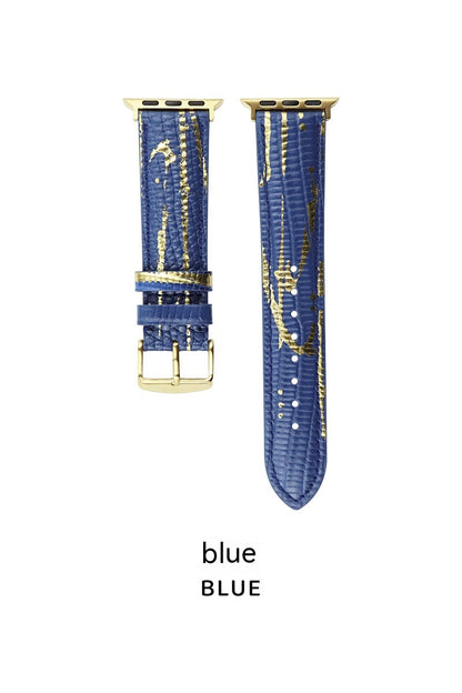 Bronzing Lizard Pattern Leather Apple Watch Strap