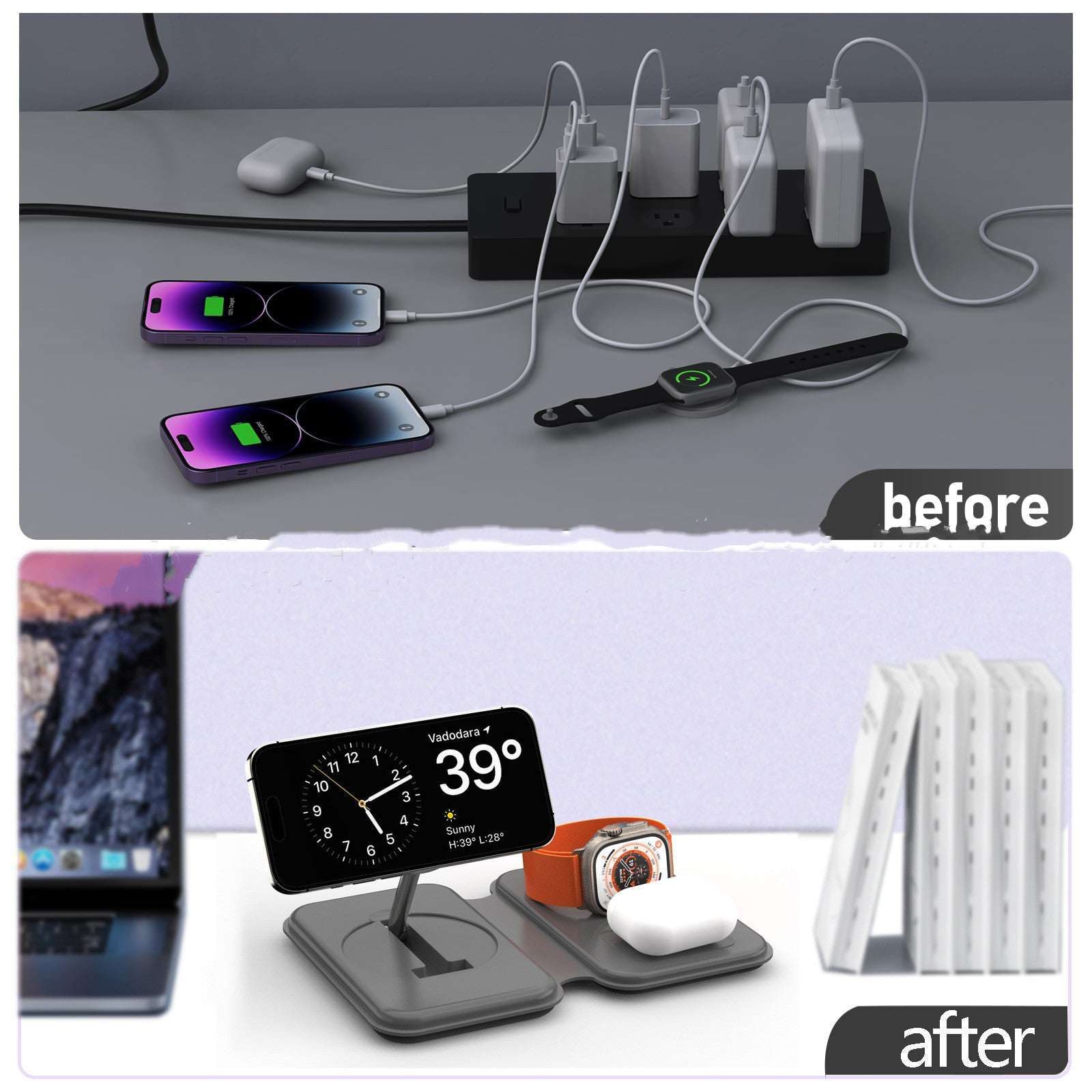 3 in 1 Cross-border New Folding Magnetic Wireless Charger