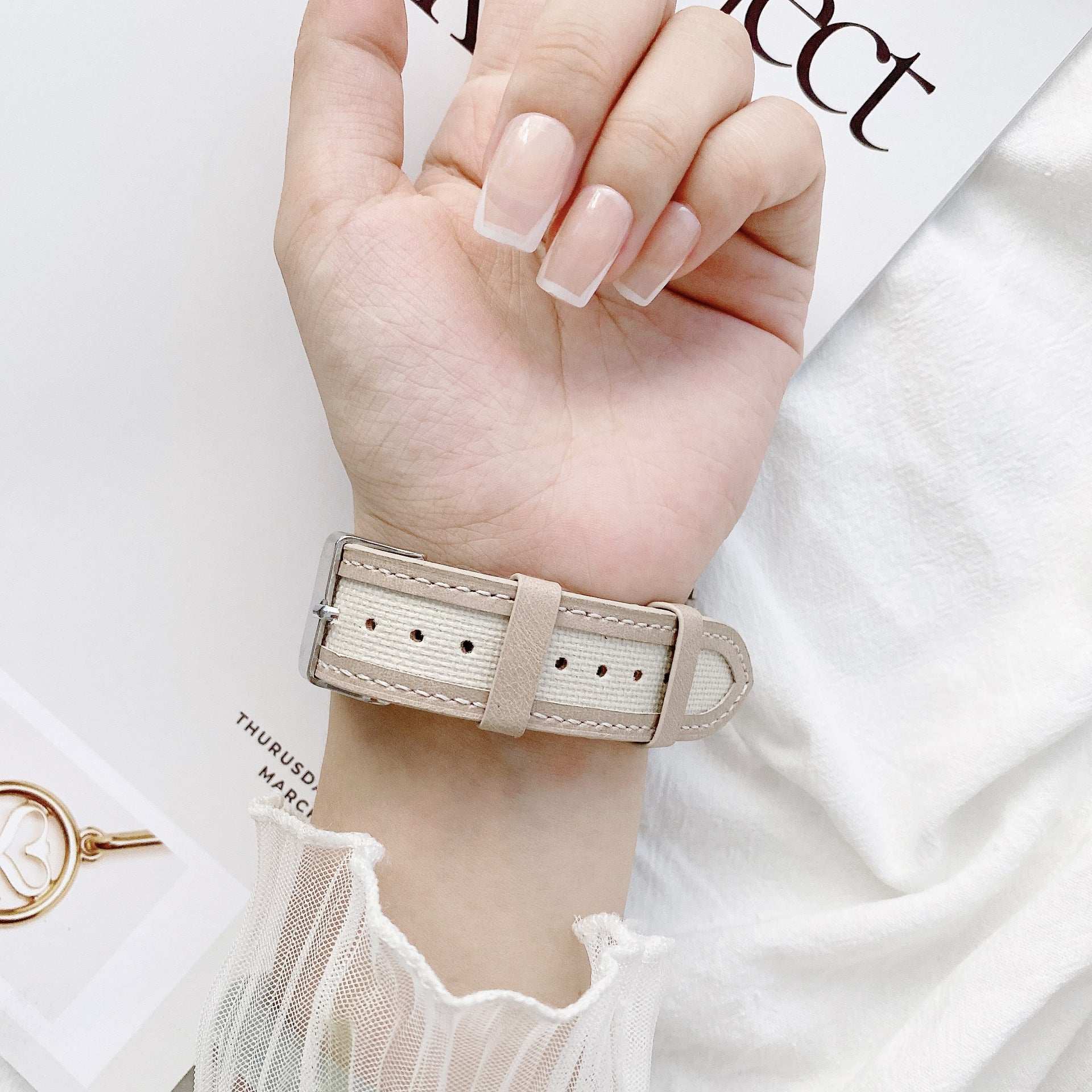 CASYFiE Browns Leather & Nylon Apple Watch Strap