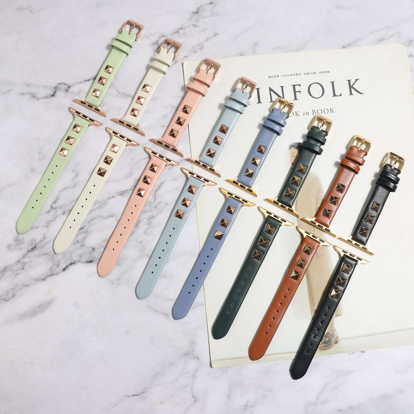 CASYFiE Leather Rivet Apple Watch Strap