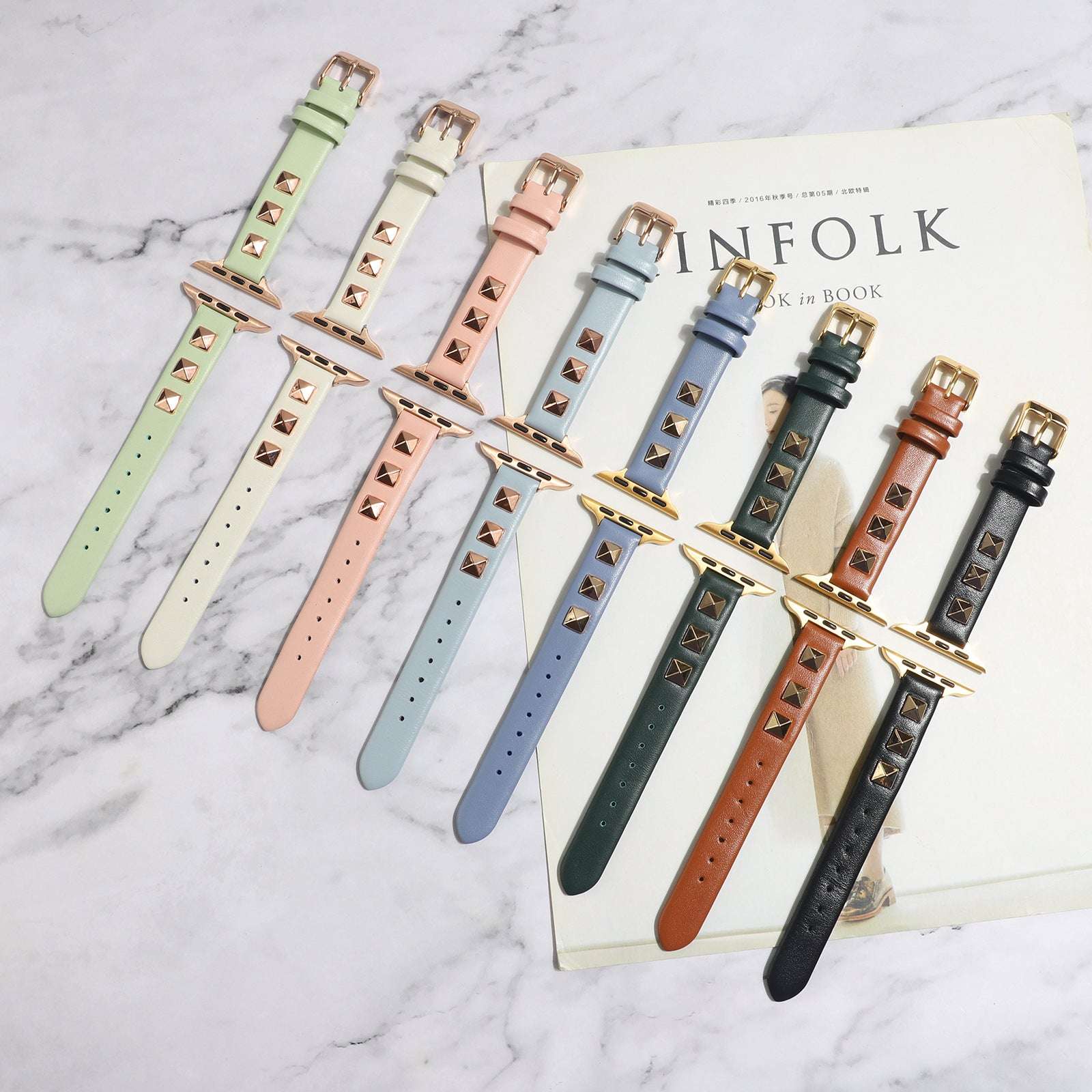 CASYFiE Leather Rivet Apple Watch Strap