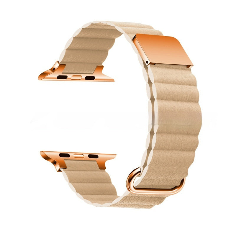 Genuine Leather Magnetic Reverse Buckle Watch Strap
