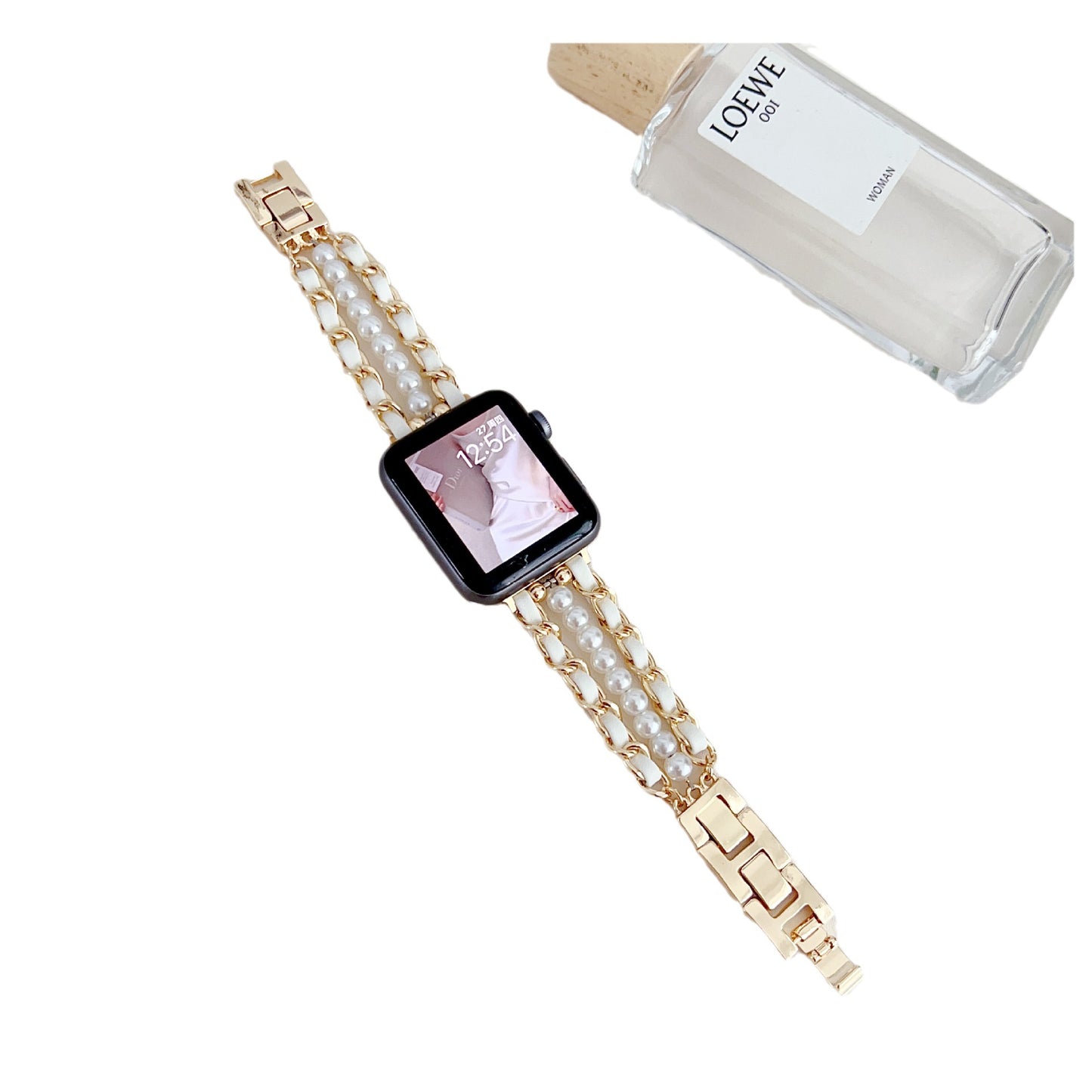 Metal Beads Leather Apple Watch Strap