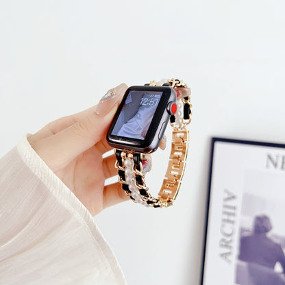 Metal Beads Leather Apple Watch Strap