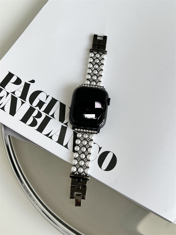 Women's Premium Pearl Chain Metal Apple Watch Strap