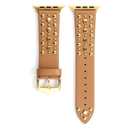 Gold Studded Leather Apple Watch Strap
