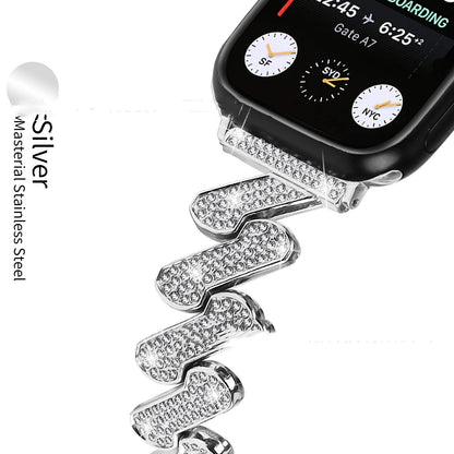 7-word Diamond-embedded Apple Watch Strap