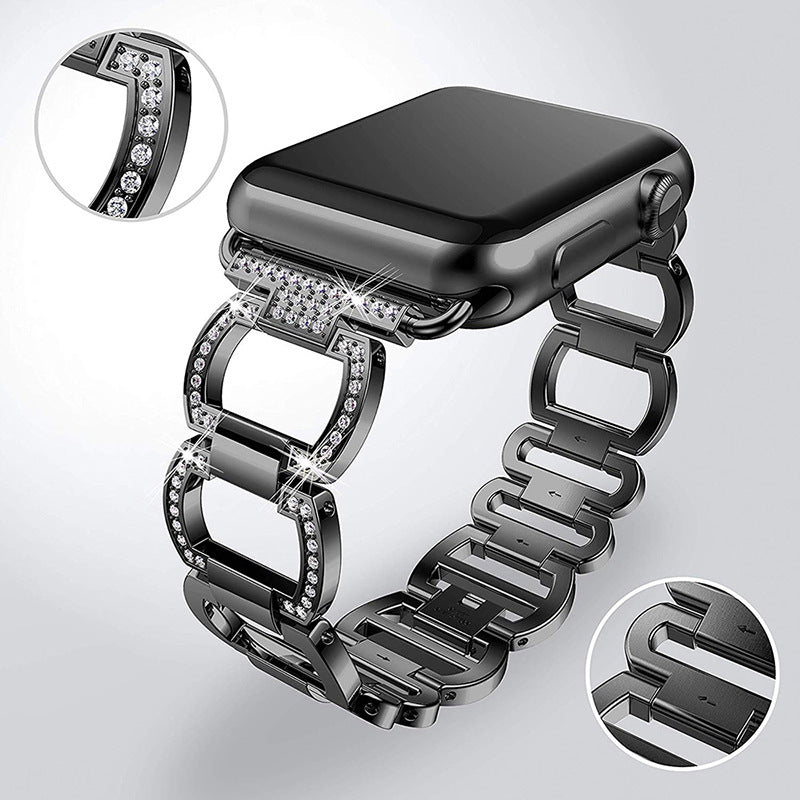 Stainless Steel With Diamond Apple Watch Strap