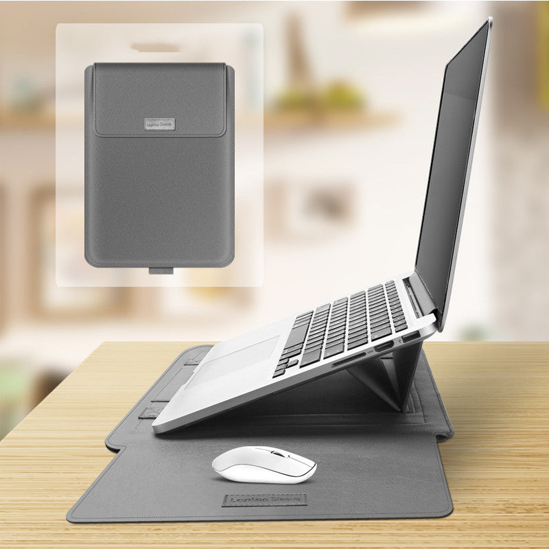 Slim Imitation Leather Laptop Cover with Built-in Stand – Mac & PC Compatible