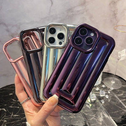 3D Stripe Pattern Chrome Plating Electroplated Apple iPhone case