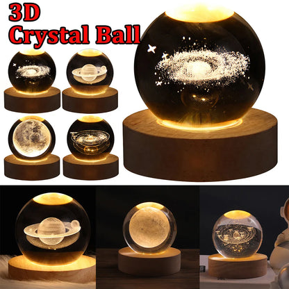 LED Night Light Galaxy Crystal Table Lamp