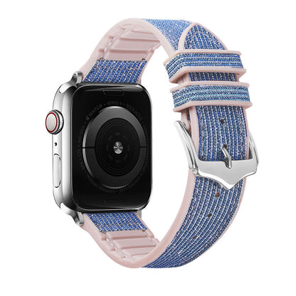 Leather Silicone Blingy Apple Watch Strap