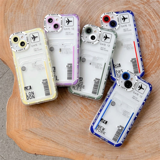 Air Ticket Apple iPhone Case with Card cover