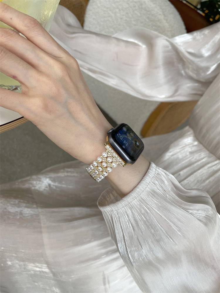Women's Premium Pearl Chain Metal Apple Watch Strap