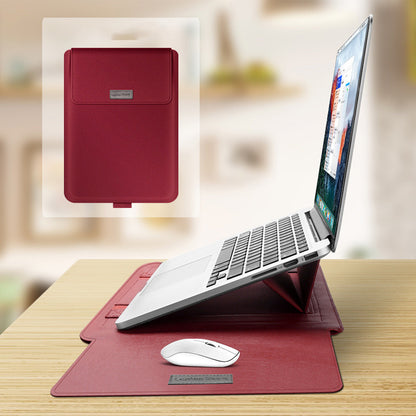 Slim Imitation Leather Laptop Cover with Built-in Stand – Mac & PC Compatible