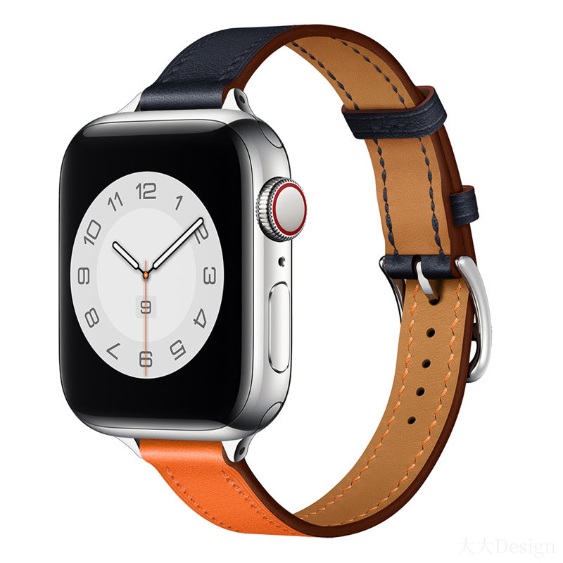Single Ring and Slim Leather Apple Watch Strap