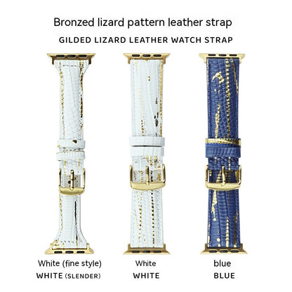 Bronzing Lizard Pattern Leather Apple Watch Strap