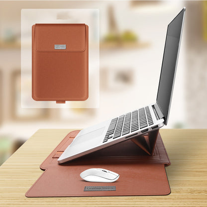 Slim Imitation Leather Laptop Cover with Built-in Stand – Mac & PC Compatible