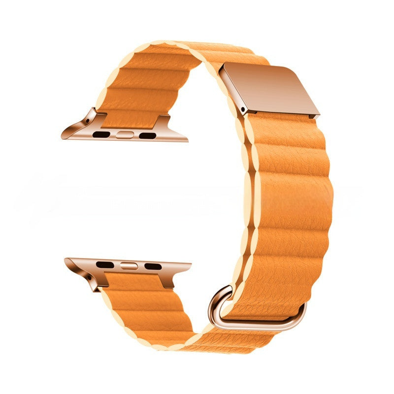 Genuine Leather Magnetic Reverse Buckle Watch Strap