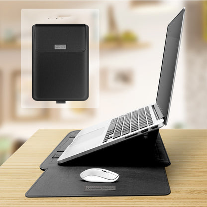 Slim Imitation Leather Laptop Cover with Built-in Stand – Mac & PC Compatible