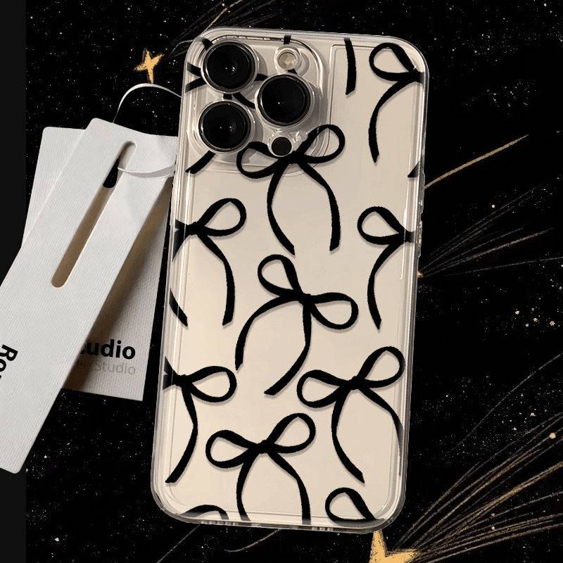 Black Ribbon Bow Light Transparent Soft Apple iPhone Case